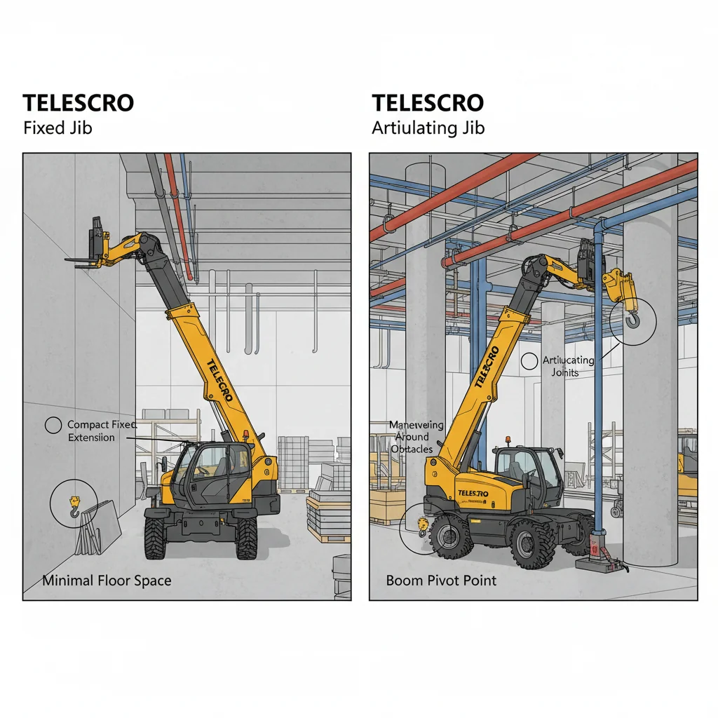 Comment les différents types de flèches gèrent-ils les contraintes d'espace ? – Schéma hydraulique d'un chariot télescopique Comment les différents types de potences gèrent-ils les contraintes d'espace ?