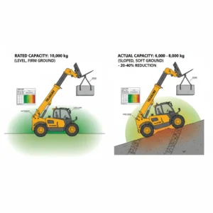 Technical diagram illustrating How Do Site Conditions Affect Telehandler Capacity? in telehandler hydraulic systems