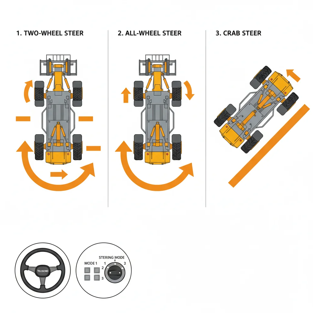 How Do Steering Modes Affect Telehandler Maneuverability?