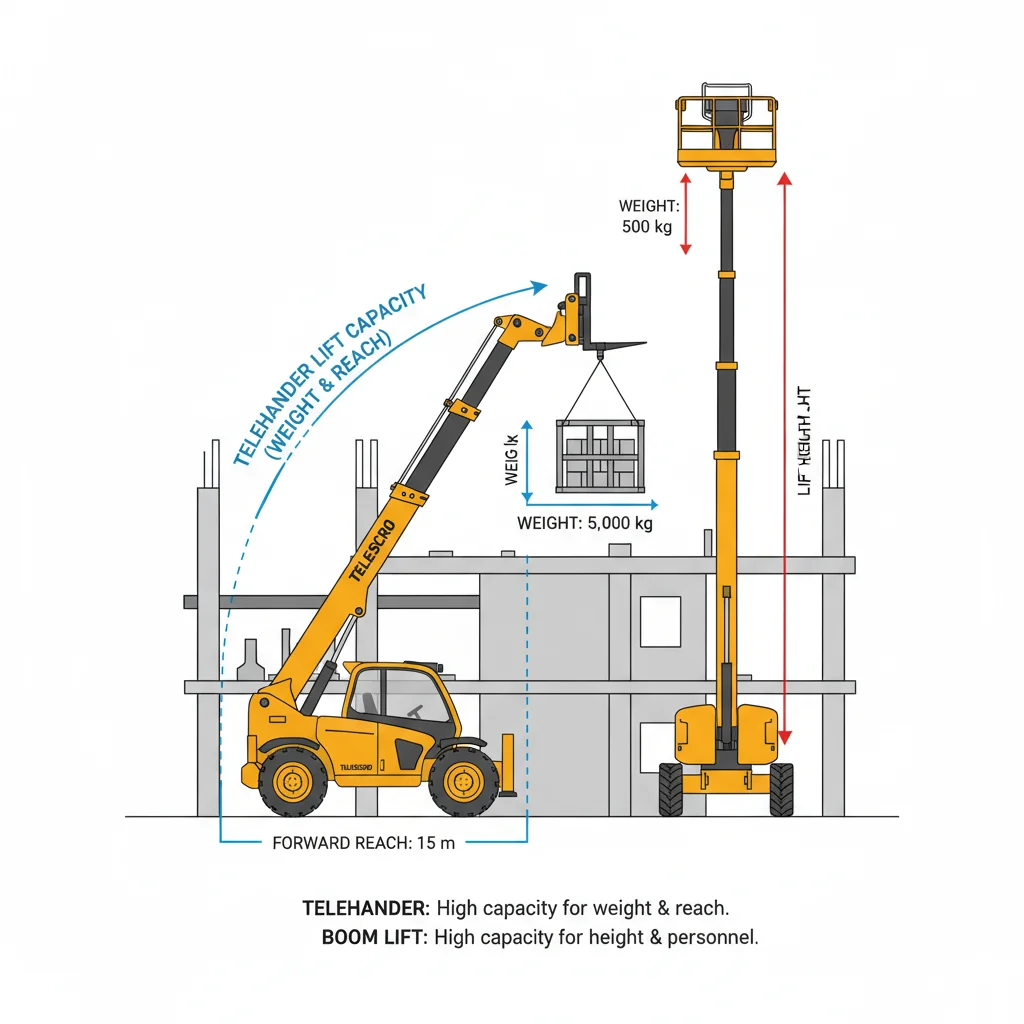 How Do Telehandler and Boom Lift Capacities Compare?