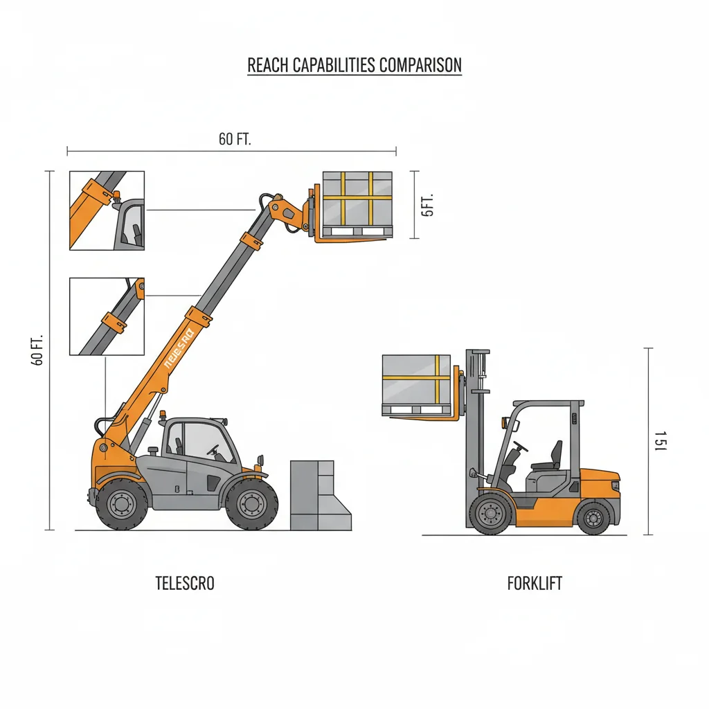How Do Telehandler and Forklift Reach?