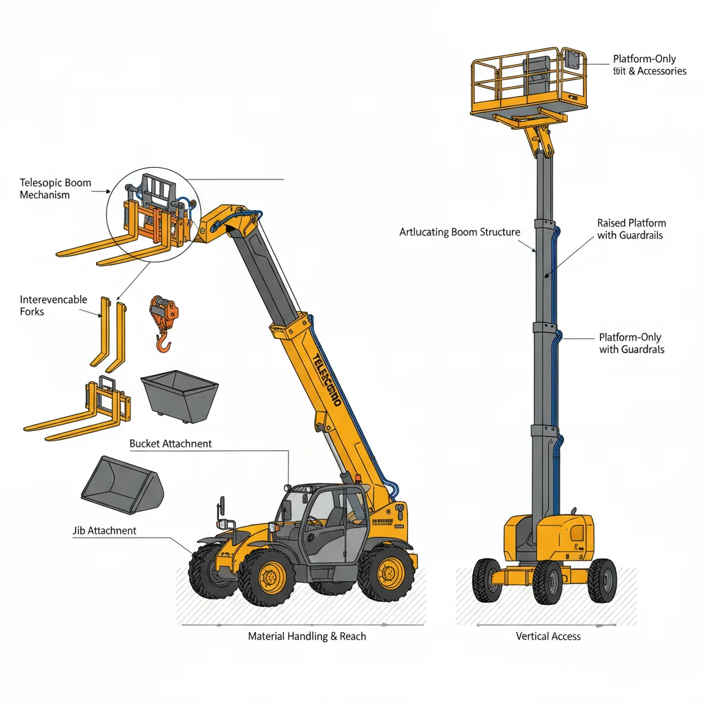 How Do Telehandler Attachments Compare to Boom Lifts?