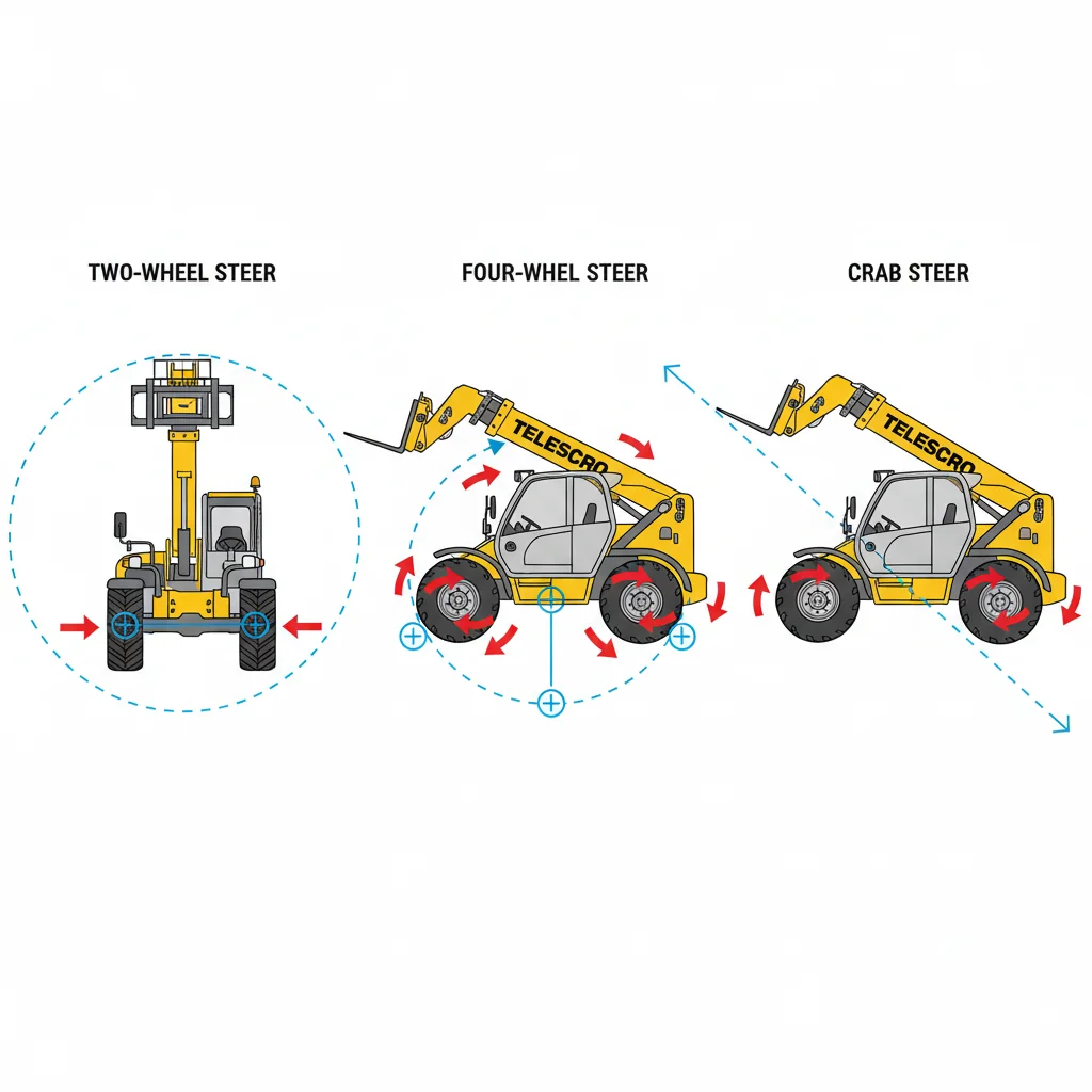 How Do Telehandler Steering Modes Compare? – Telehandler Hydraulics Diagram How Do Telehandler Steering Modes Compare?