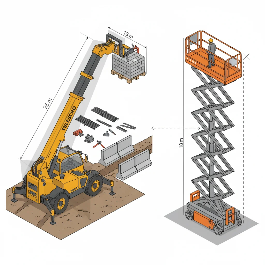 How do telehandlers and scissor lifts compare on?