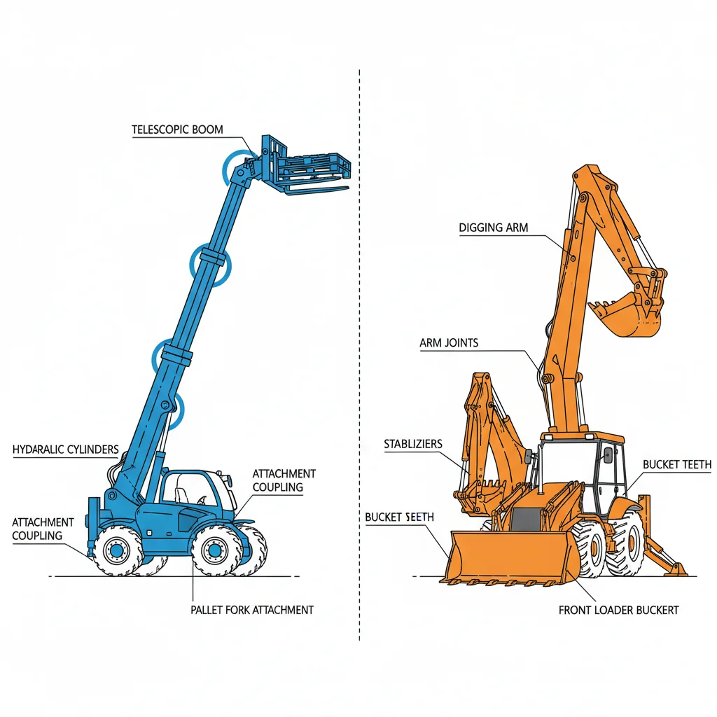 How Do Telehandlers Differ from Backhoes?
