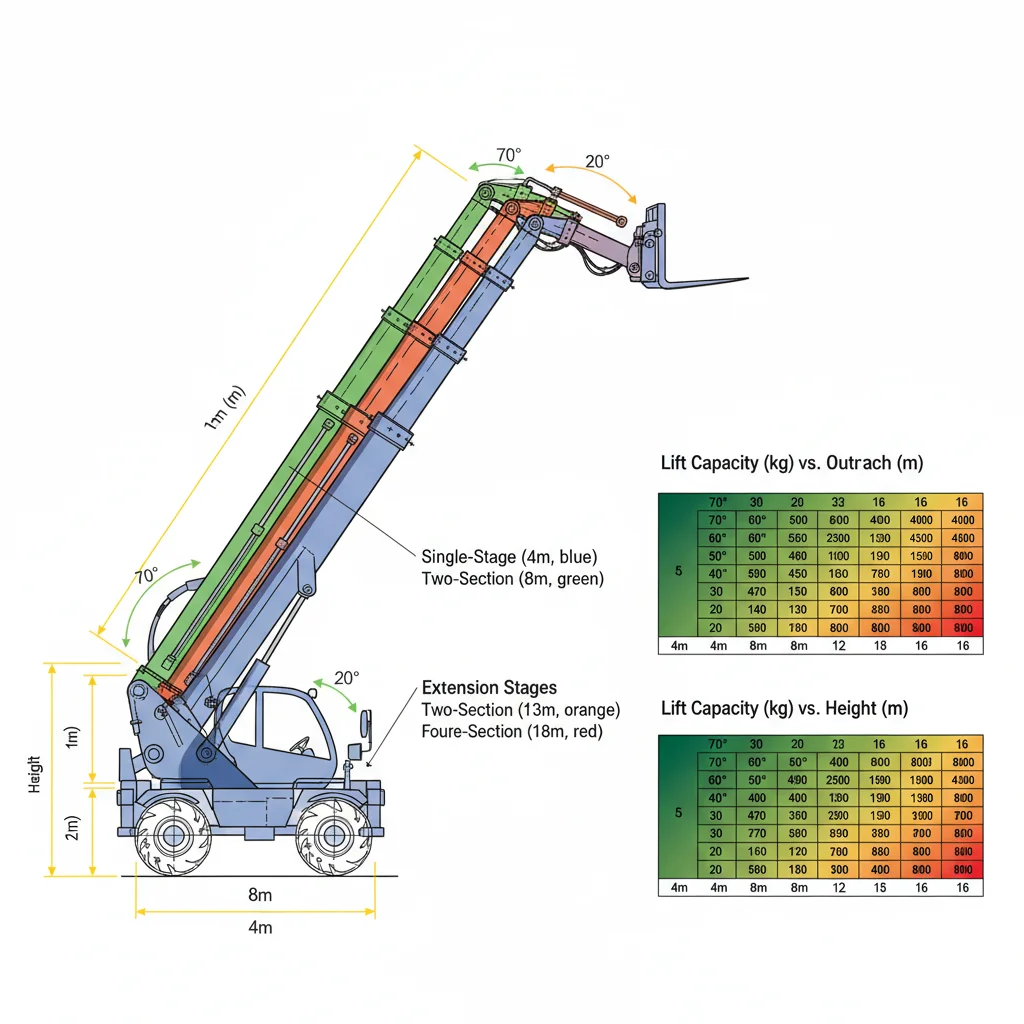 Come influisce il braccio telescopico? – Schema idraulico del sollevatore telescopico In che modo influisce il braccio telescopico?