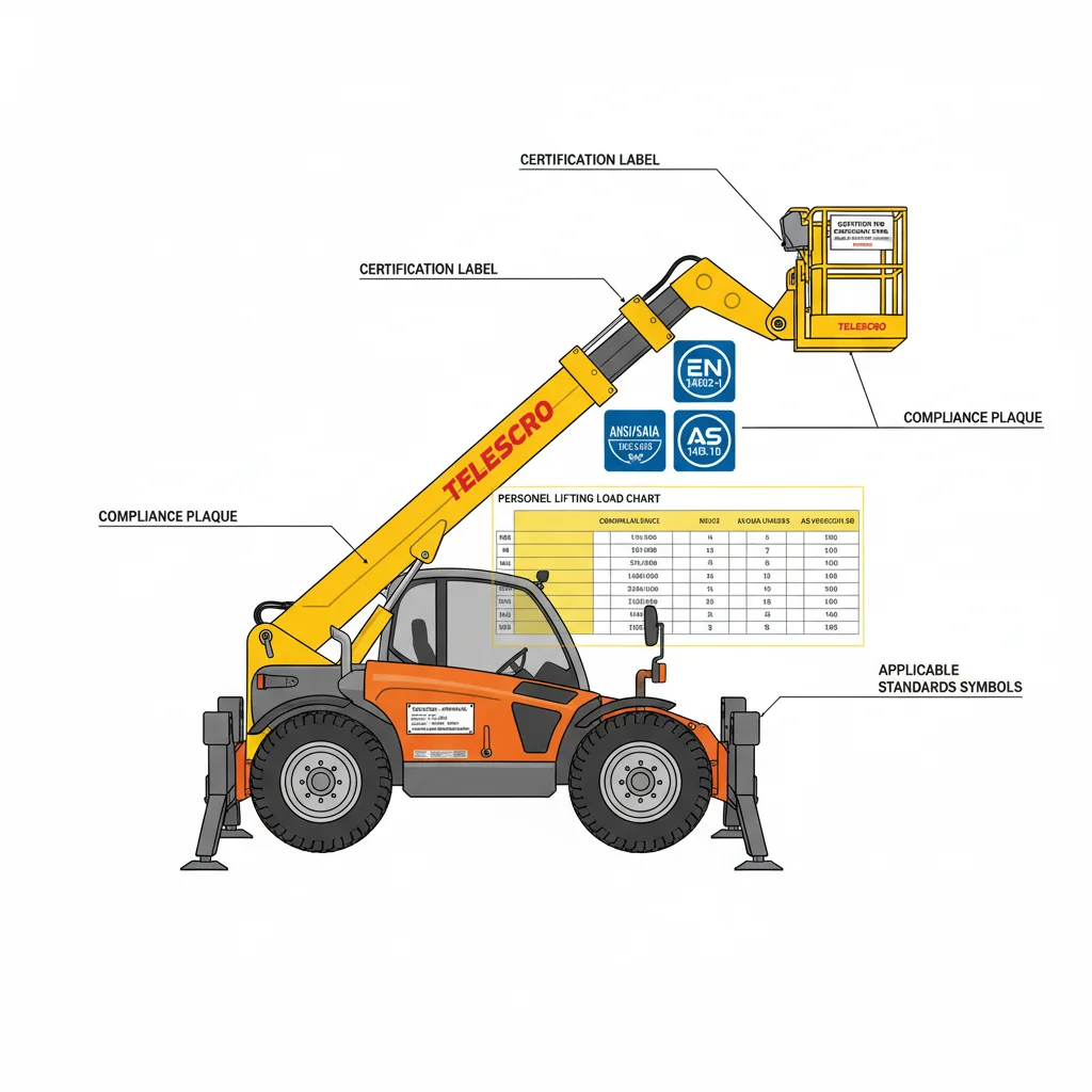 Esta cesta para operadores de empilhadeiras telescópicas está em conformidade com as normas?