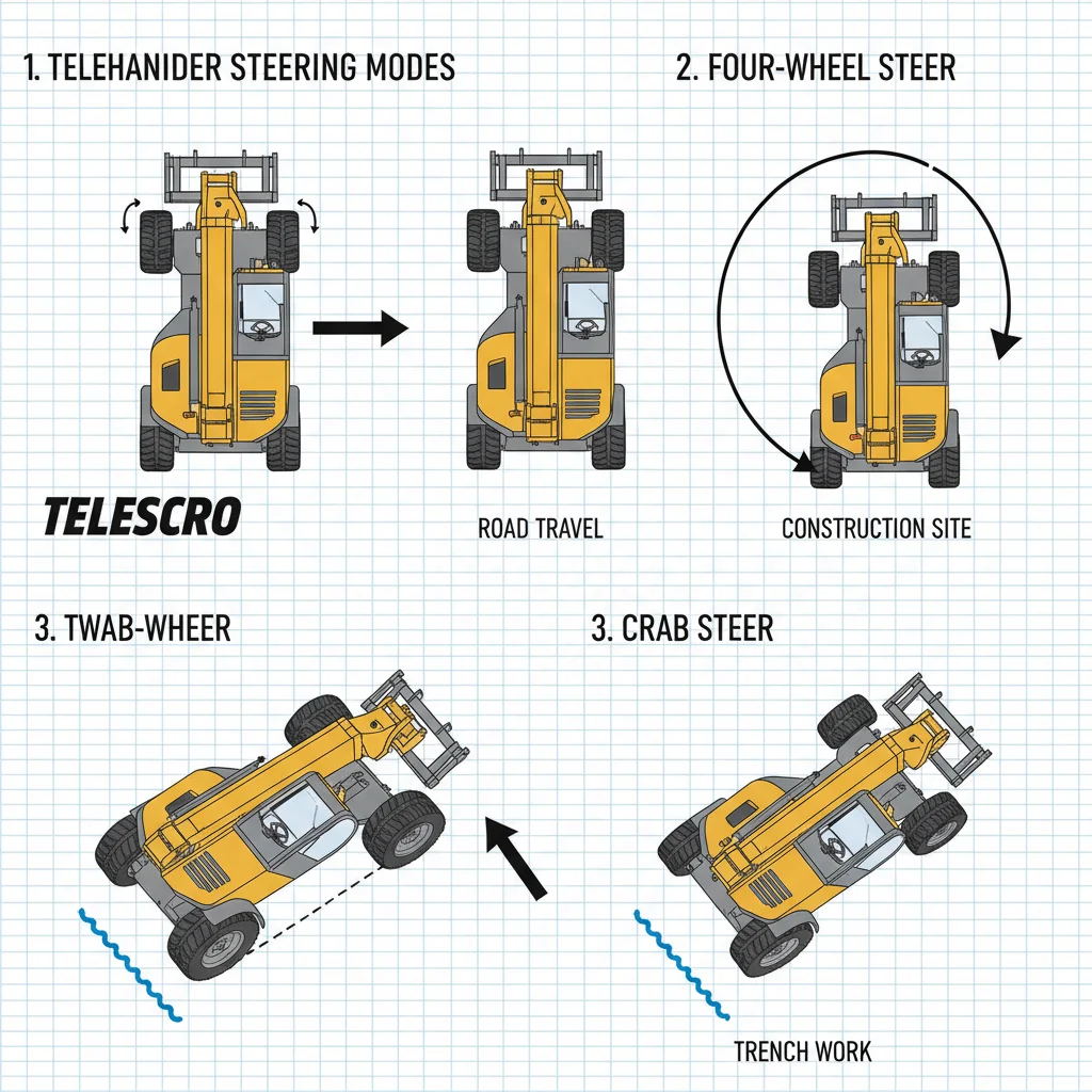What Are Telehandler Steering Modes? – Telehandler Hydraulics Diagram What Are Telehandler Steering Modes?