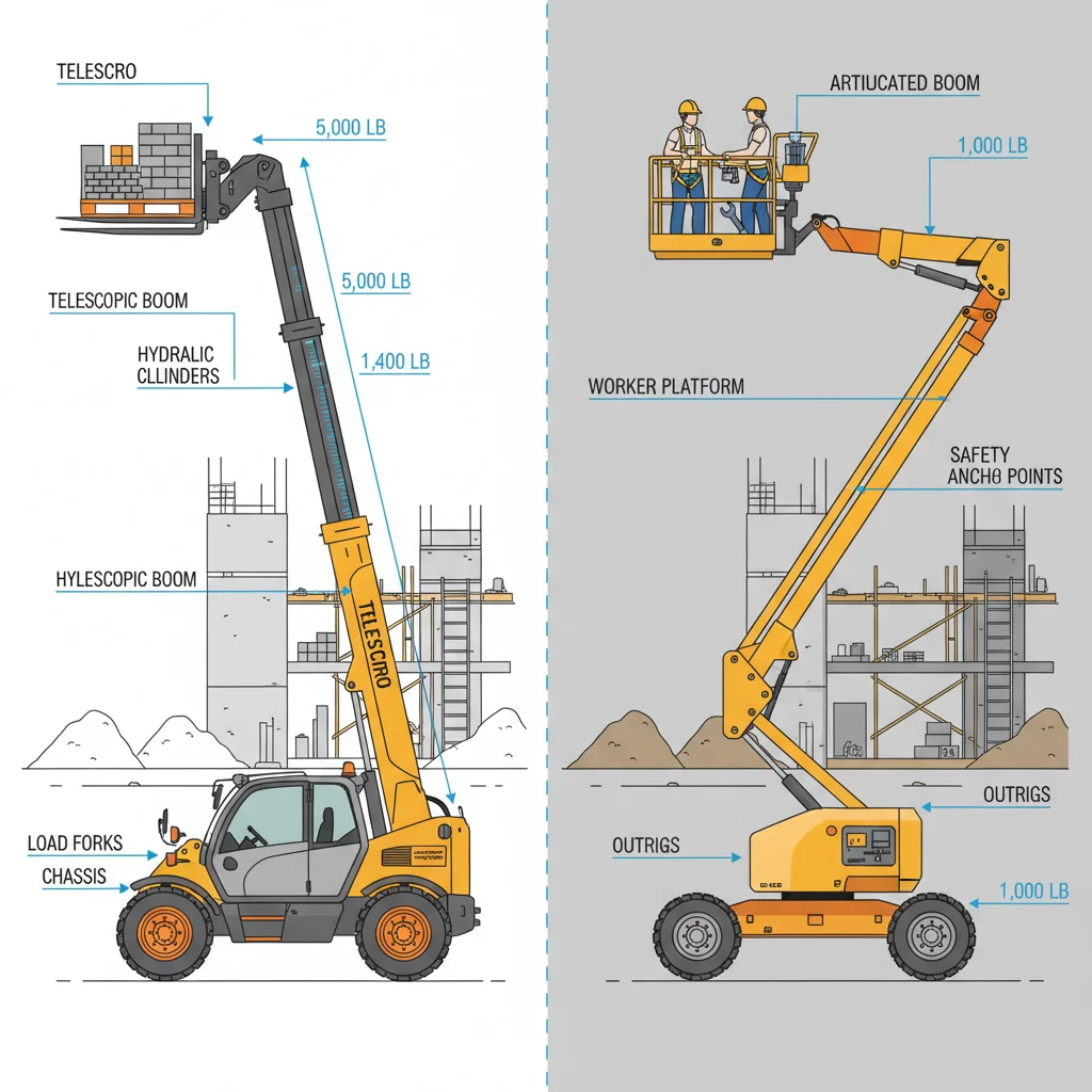 What Sets Telehandlers Apart from Boom Lifts?