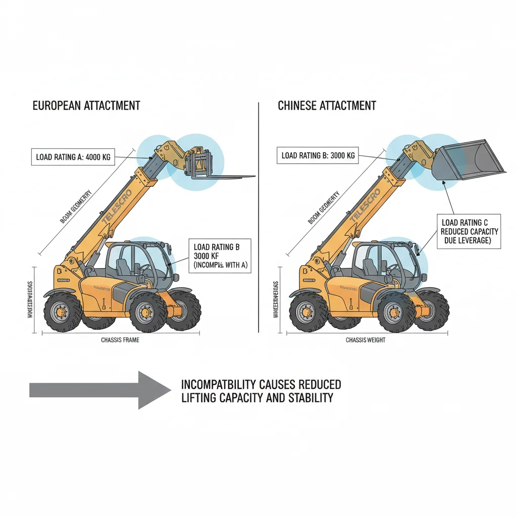 부착물 호환성이 적재 등급에 영향을 미치나요? – 텔레핸들러 유압 다이어그램 부착물 호환성이 하중 등급에 영향을 미치나요?
