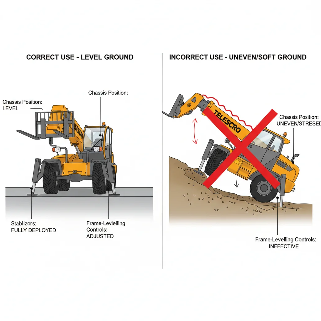 Comment les stabilisateurs et le nivellement du châssis sont-ils mal utilisés ? – Schéma hydraulique du chariot télescopique Comment les stabilisateurs et les niveleurs de châssis sont-ils mal utilisés ?