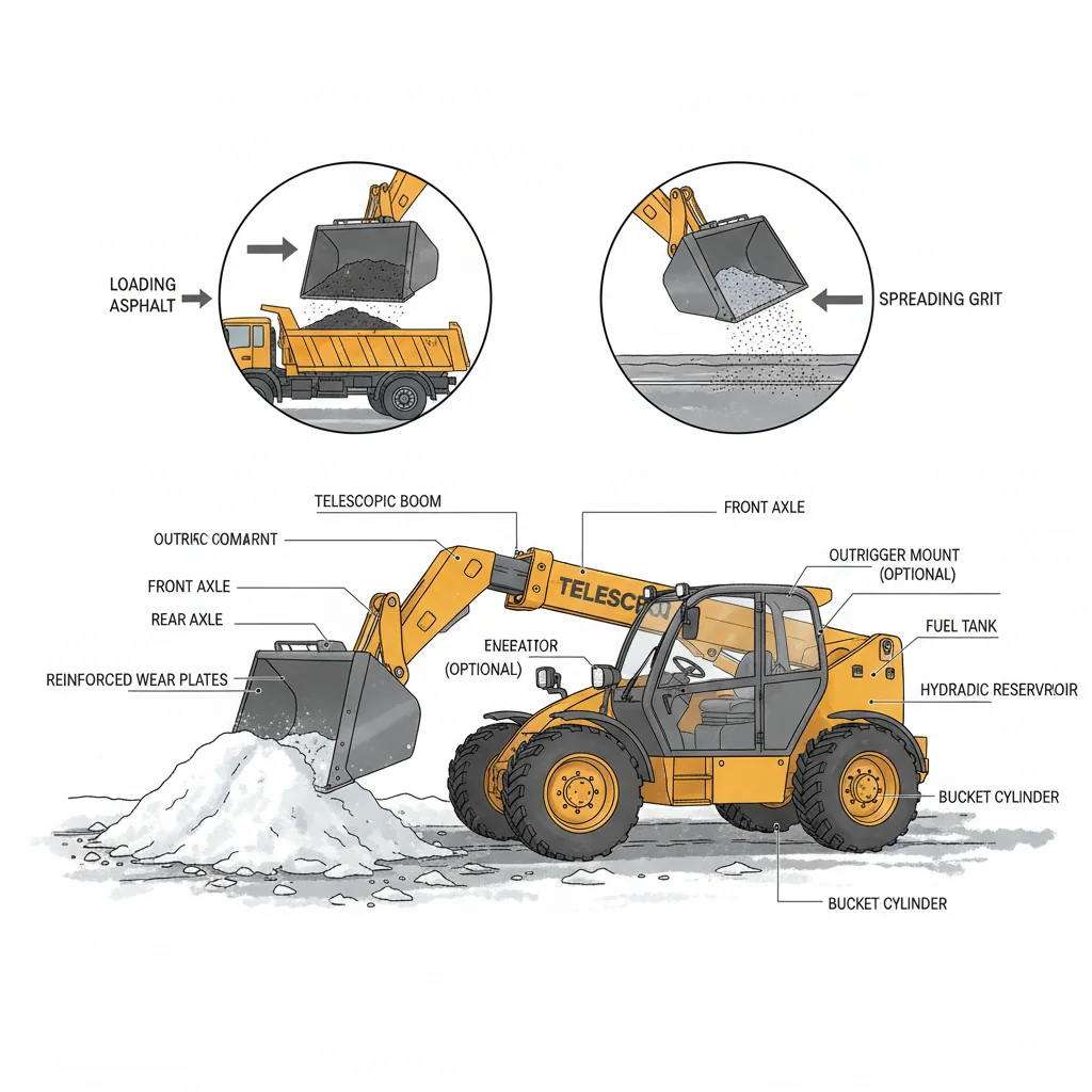 Comment les godets pour chariots télescopiques sont-ils utilisés dans les travaux routiers ? – Schéma hydraulique d'un chariot télescopique Comment les godets pour chariots télescopiques sont-ils utilisés dans les travaux routiers ?