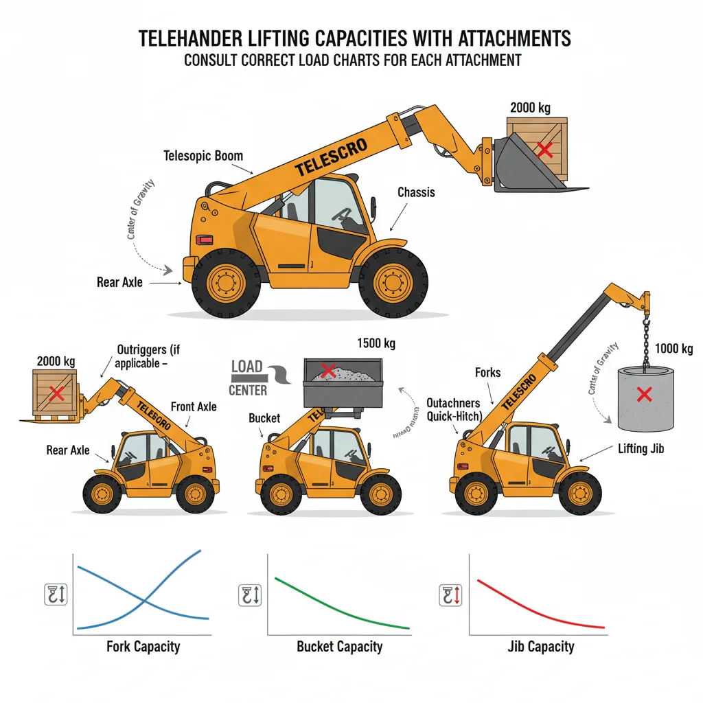 Comment les accessoires affectent-ils la capacité d'un télescopique ? – Schéma hydraulique d'un télescopique Comment les accessoires affectent-ils la capacité d'un chariot télescopique ?