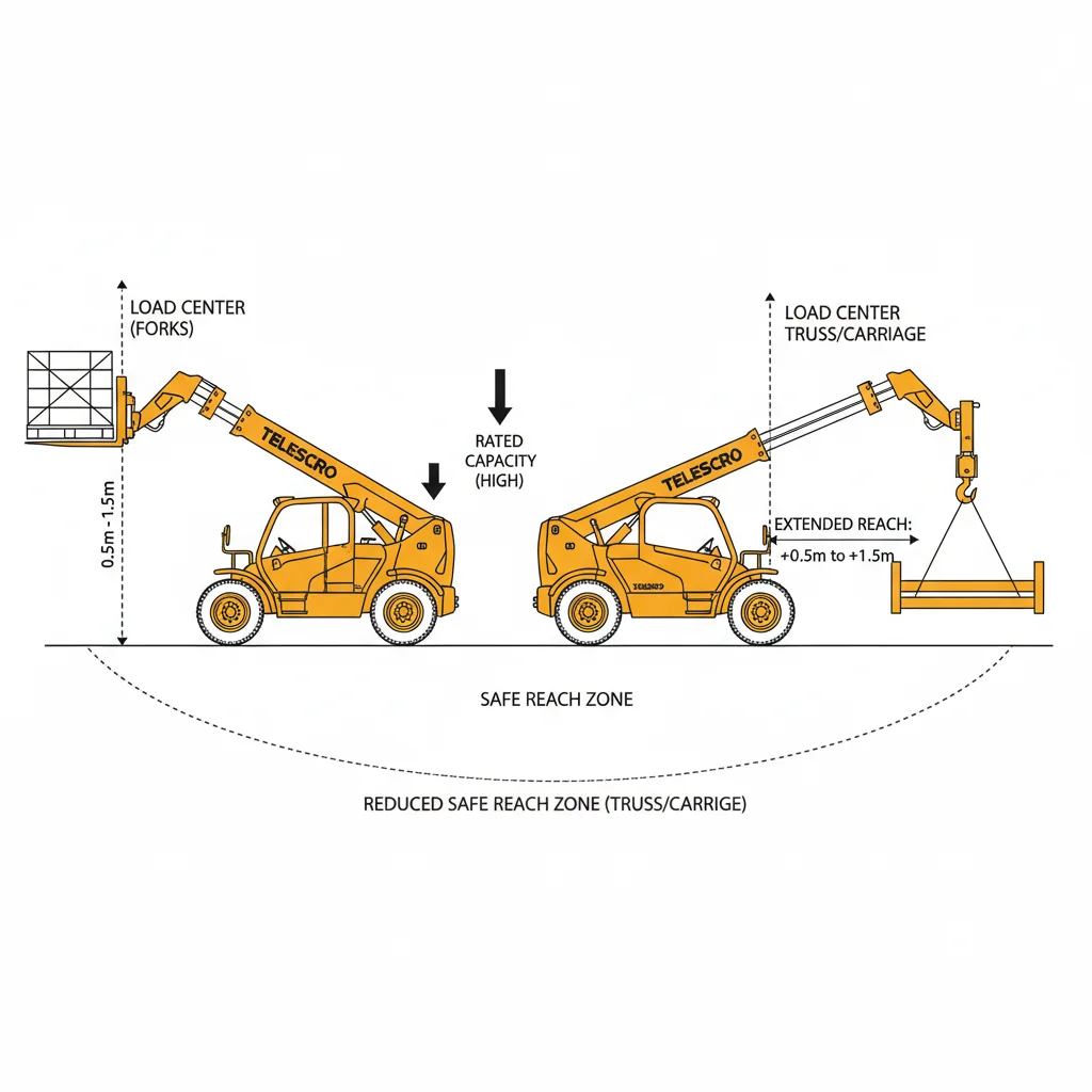 In che modo gli accessori influiscono sulla portata del sollevatore telescopico? – Schema idraulico del sollevatore telescopico In che modo gli accessori influiscono sulla portata del sollevatore telescopico?
