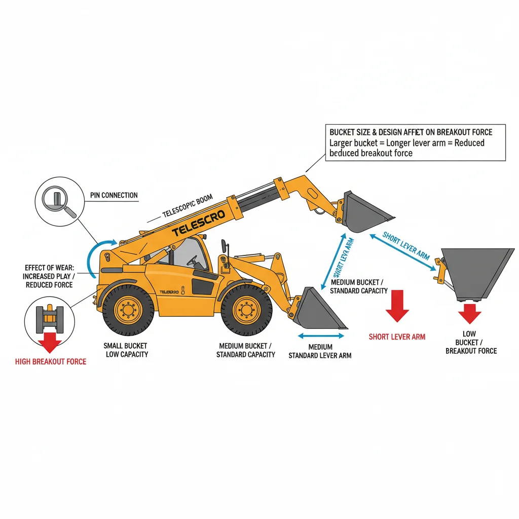 Comment les godets influencent-ils la force de rupture ? – Schéma hydraulique du chariot télescopique Comment les godets influencent-ils la force de rupture ?