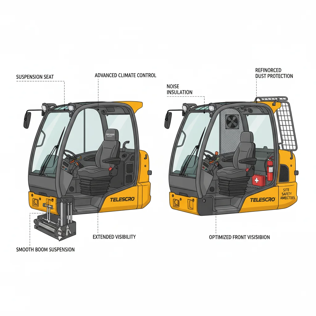 En quoi le confort et la visibilité diffèrent-ils ? – Schéma hydraulique du chariot télescopique En quoi le confort et la visibilité diffèrent-ils d'une cabine à l'autre ?