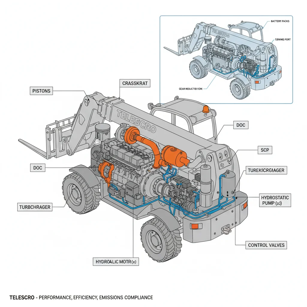 In che modo la scelta del motore e della trasmissione influisce sui sollevatori telescopici? – Schema idraulico dei sollevatori telescopici In che modo la scelta del motore e della trasmissione influisce sui sollevatori telescopici?