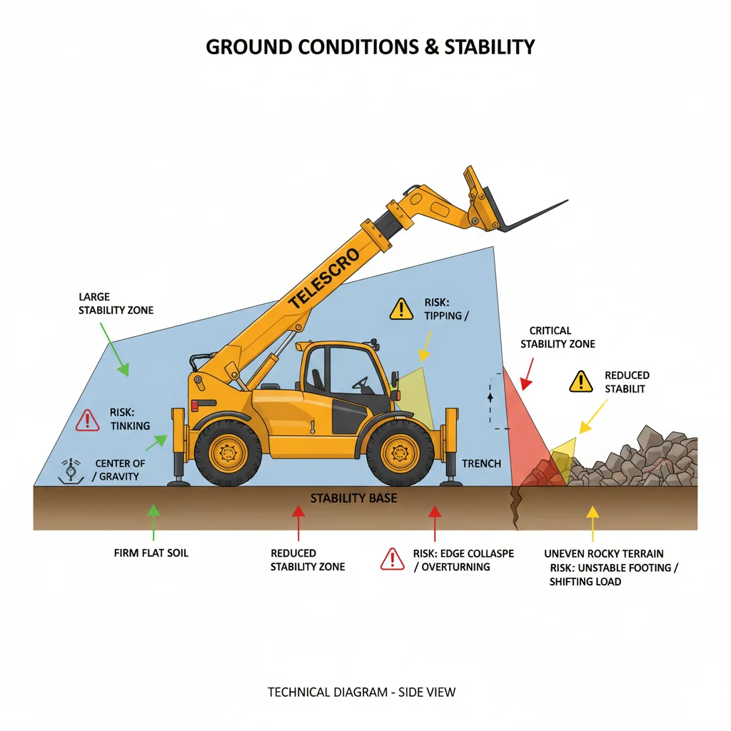 Comment les conditions du sol affectent-elles la stabilité d'un télescopique ? – Schéma hydraulique d'un télescopique Comment les conditions du sol affectent-elles la stabilité d'un télescopique ?