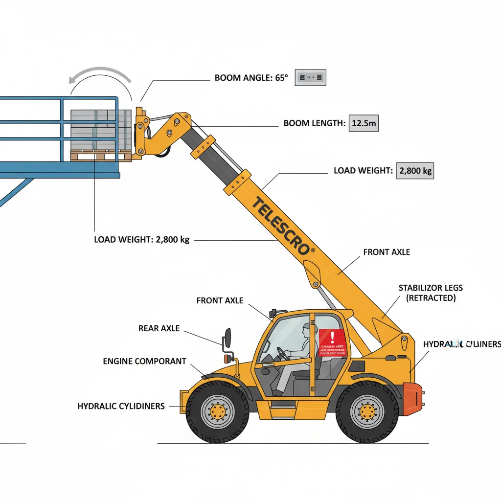 Comment les LMI empêchent-ils les chariots télescopiques de se renverser ? – Schéma hydraulique d'un chariot télescopique Comment les LMI empêchent-ils les chariots télescopiques de se renverser ?