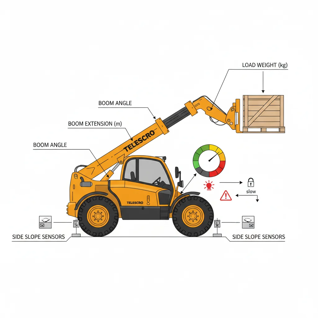 Comment les LMI protègent-ils la stabilité des télescopiques ? – Schéma hydraulique d'un télescopique Comment les LMI protègent-ils la stabilité des télescopiques ?
