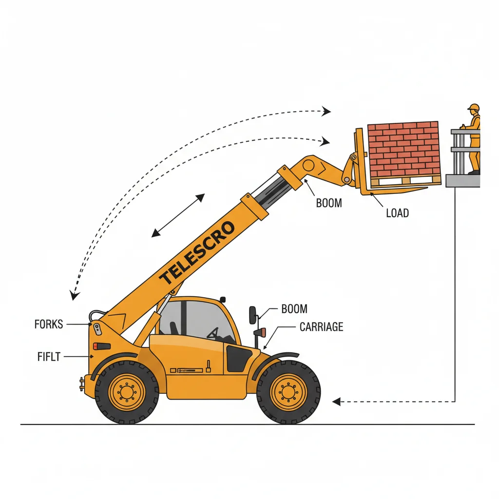 Comment les fourches à palettes élargissent-elles les possibilités d'utilisation des chariots télescopiques ? – Schéma hydraulique d'un chariot télescopique Comment les fourches à palettes élargissent-elles l'utilisation des chariots télescopiques ?