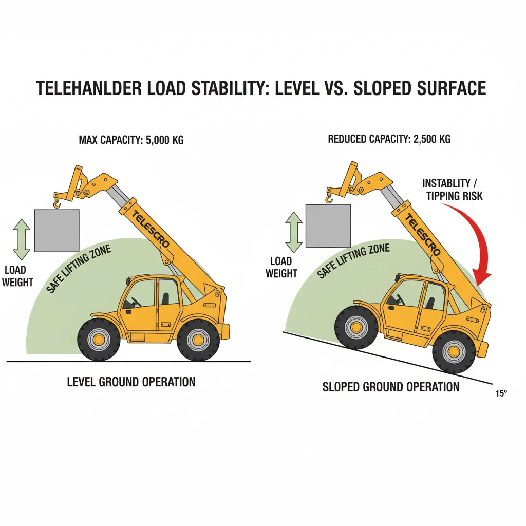 Comment les pentes affectent-elles la capacité des chariots télescopiques (suite) ? – Schéma hydraulique d'un chariot télescopique Comment les pentes affectent-elles la capacité des télescopiques (suite) ?