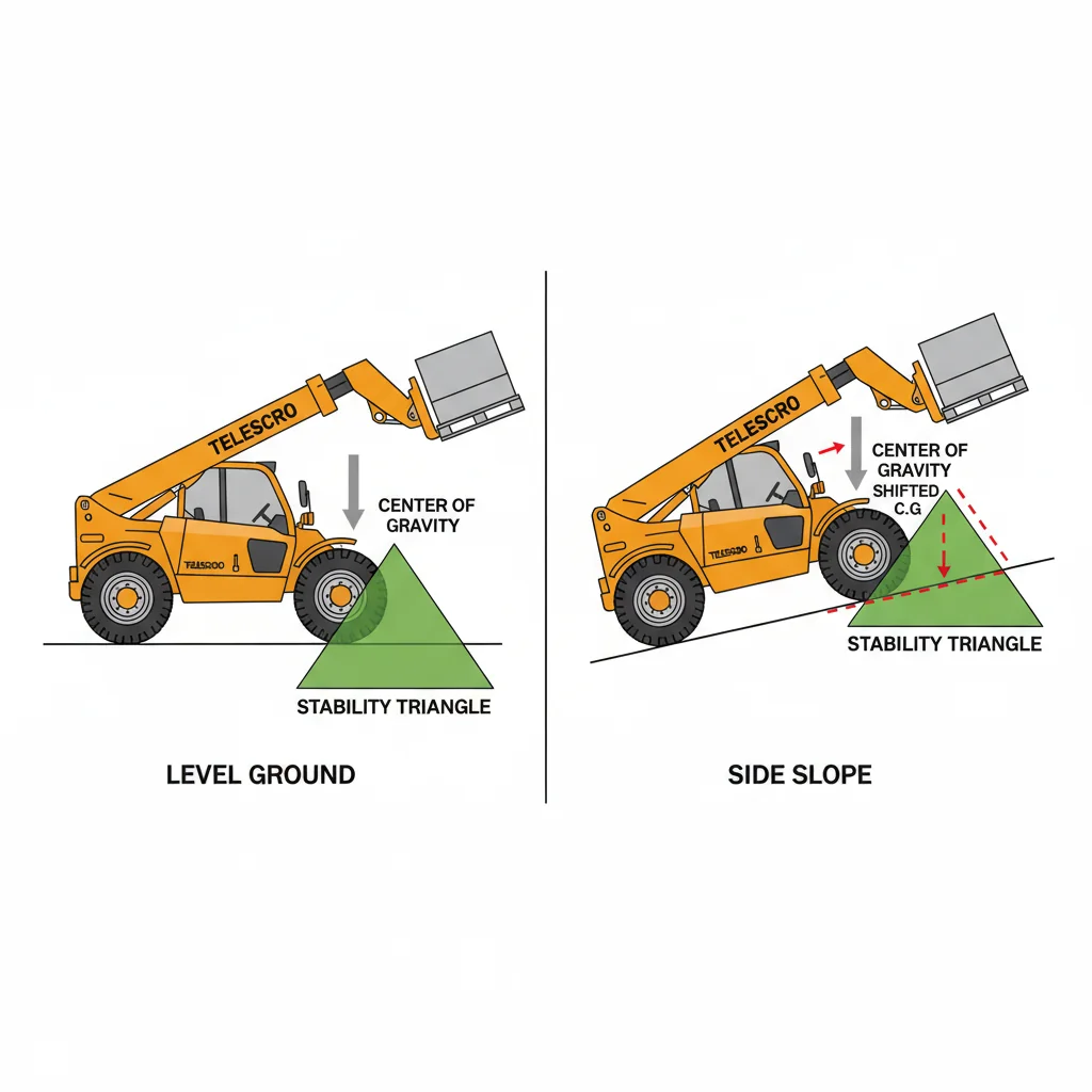 Comment les pentes affectent-elles la capacité d'un télescopique ? – Schéma hydraulique d'un télescopique Comment les pentes affectent-elles la capacité d'un télescopique ?
