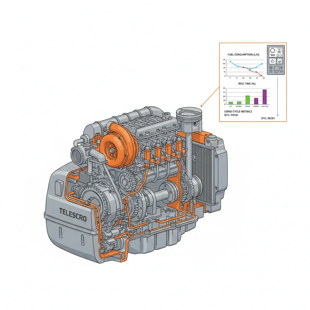 Comment la télématique guide-t-elle le choix du moteur ? – Schéma hydraulique d'un chariot télescopique Comment la télématique guide-t-elle le choix du moteur ?
