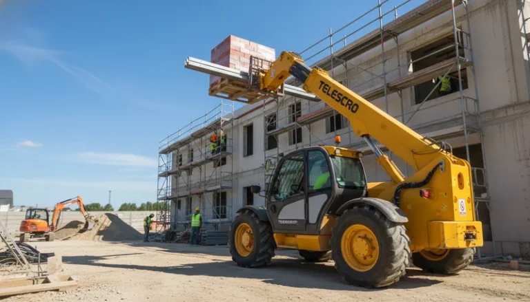 Schéma technique illustrant comment un chariot télescopique déplace des charges vers des emplacements élevés. Connaissances éprouvées sur le terrain dans le domaine des systèmes hydrauliques des chariots télescopiques.