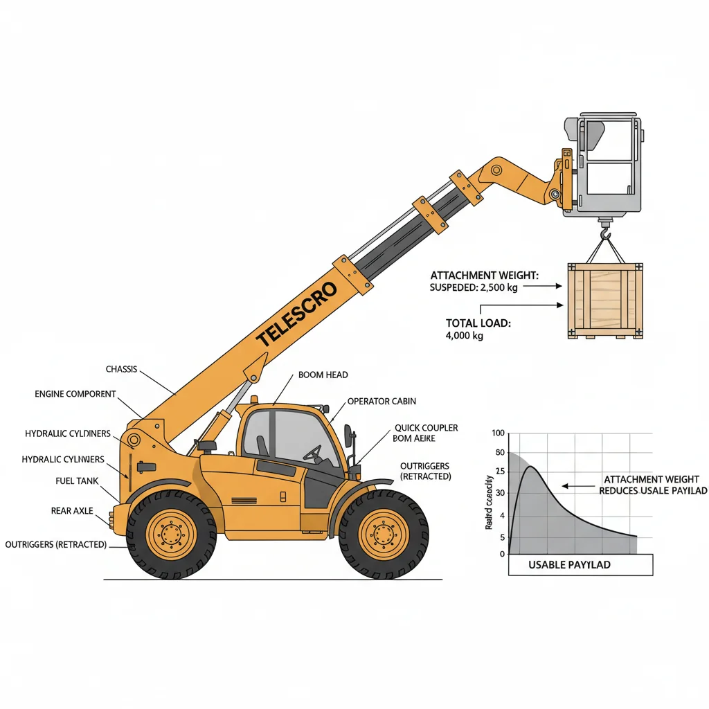 How does attachment weight affect lifting capacity? – Telehandler Hydraulics Diagram How does attachment weight affect lifting capacity?