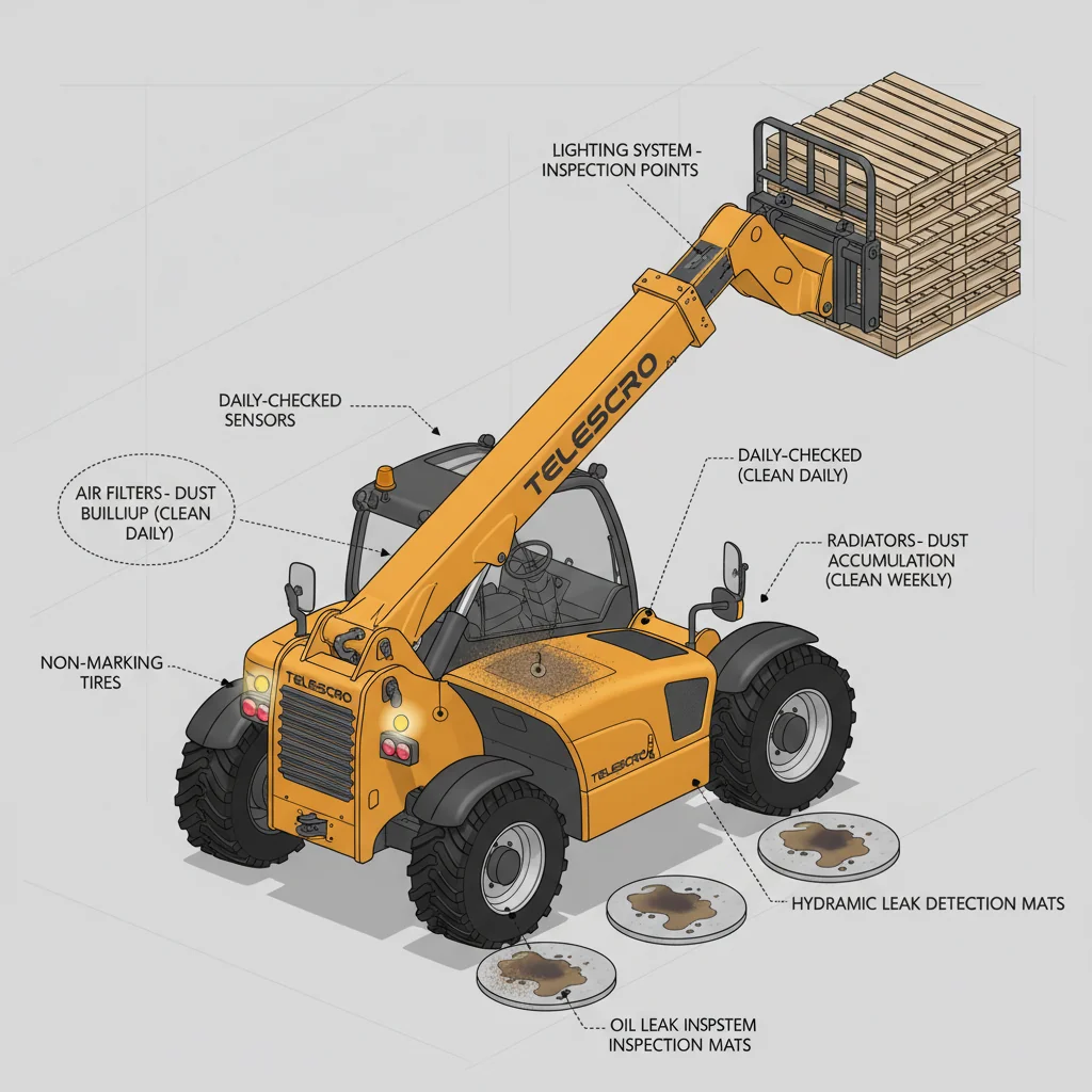 Comment l'utilisation en intérieur affecte-t-elle l'entretien des chariots télescopiques ? – Schéma hydraulique d'un chariot télescopique Comment l'utilisation en intérieur affecte-t-elle l'entretien des chariots télescopiques ?
