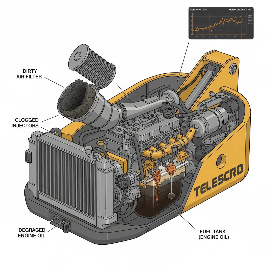 Comment l'entretien influe-t-il sur la consommation de carburant d'un chariot télescopique ? – Schéma hydraulique d'un chariot télescopique Comment l'entretien influe-t-il sur la consommation de carburant des chariots télescopiques ?