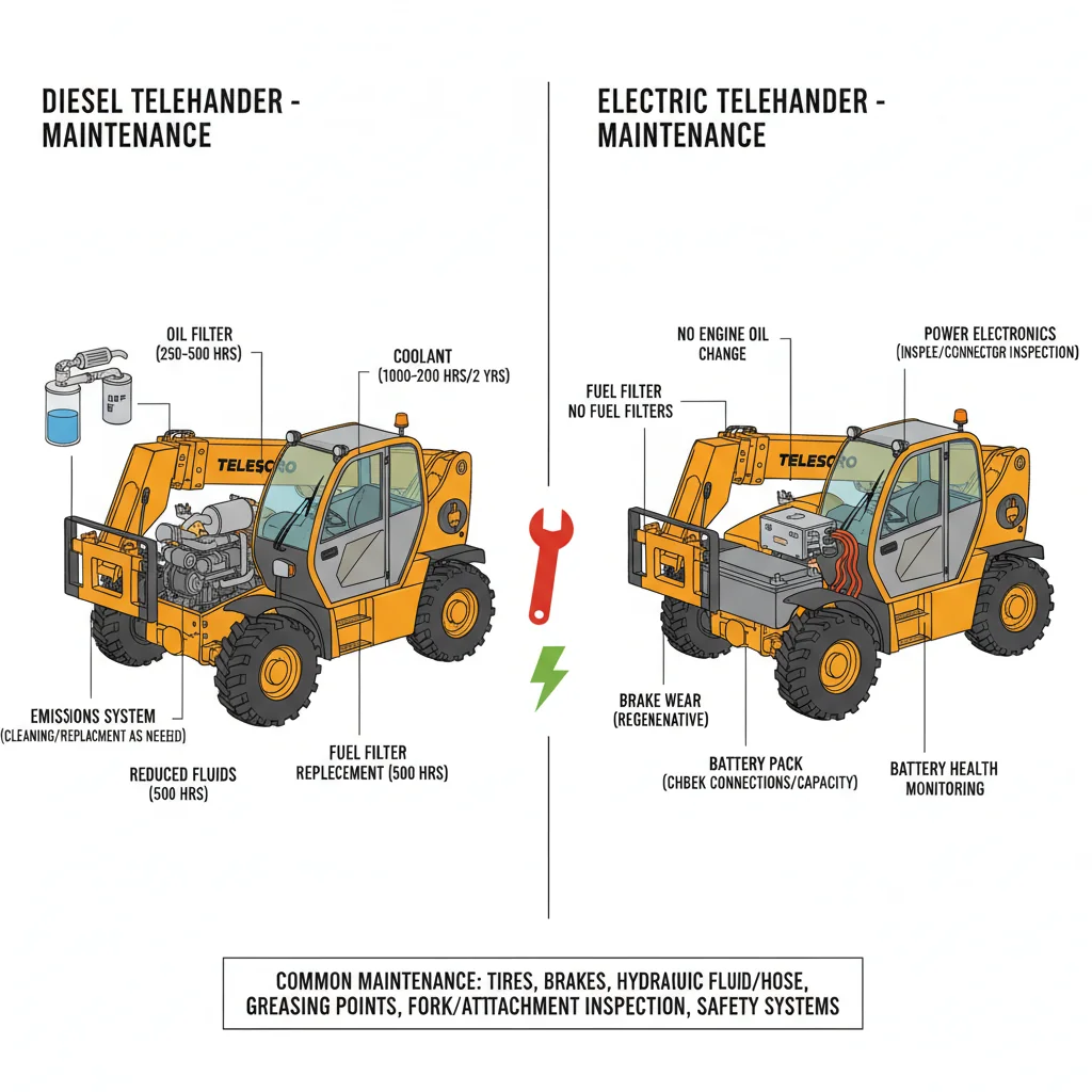 Comment la maintenance varie-t-elle en fonction de la source d'alimentation ? – Schéma hydraulique du chariot télescopique Comment l'entretien varie-t-il selon la source d'alimentation ?