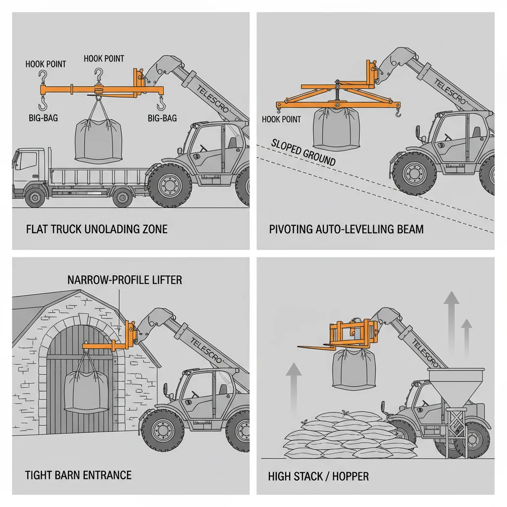 Comment la disposition du site influence-t-elle le choix des accessoires ? – Schéma hydraulique du chariot télescopique Comment la disposition du site influence-t-elle le choix des pièces jointes ?