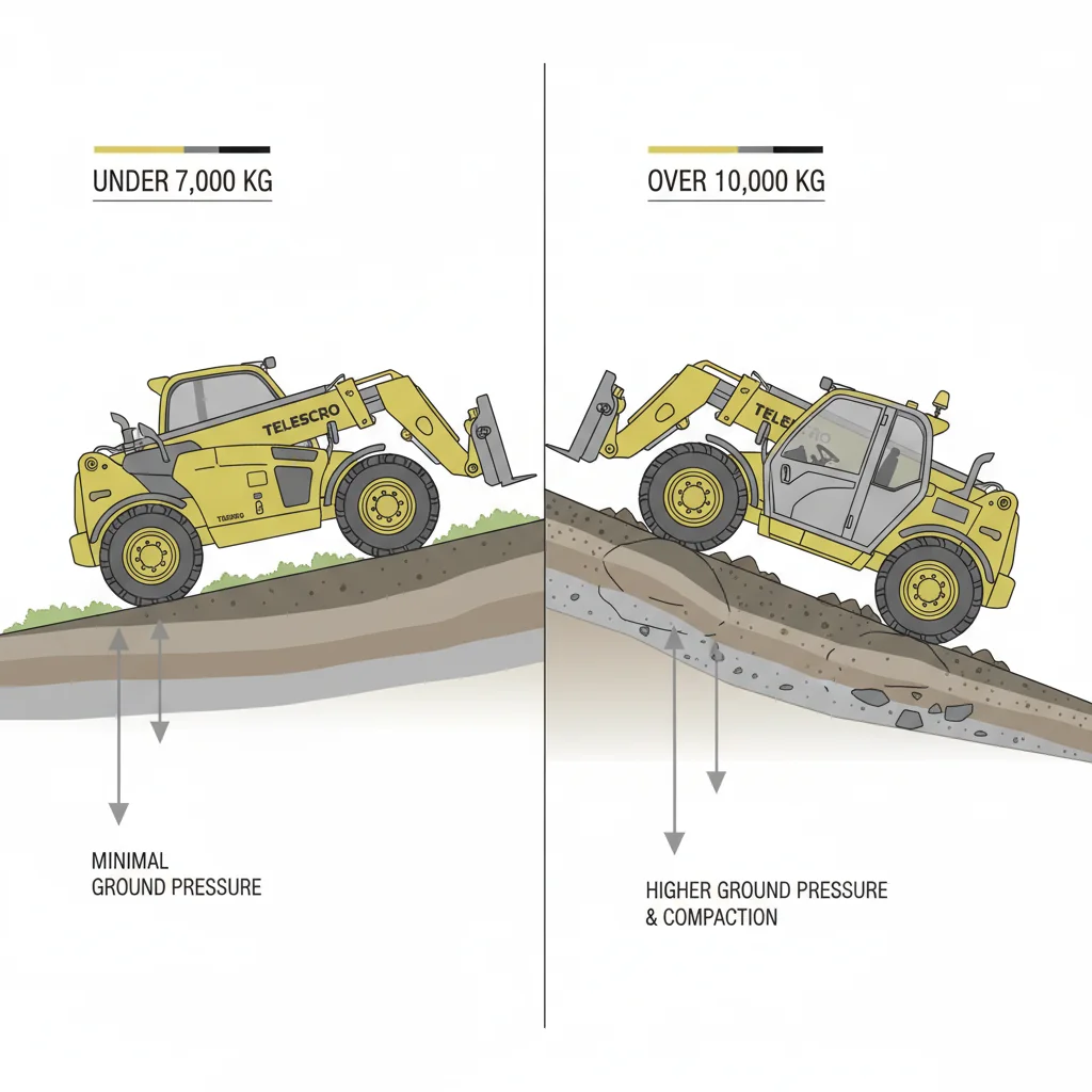 Como o peso do manipulador telescópico afeta as condições do solo? – Diagrama hidráulico do manipulador telescópico Como o peso do manipulador telescópico afeta as condições do solo?