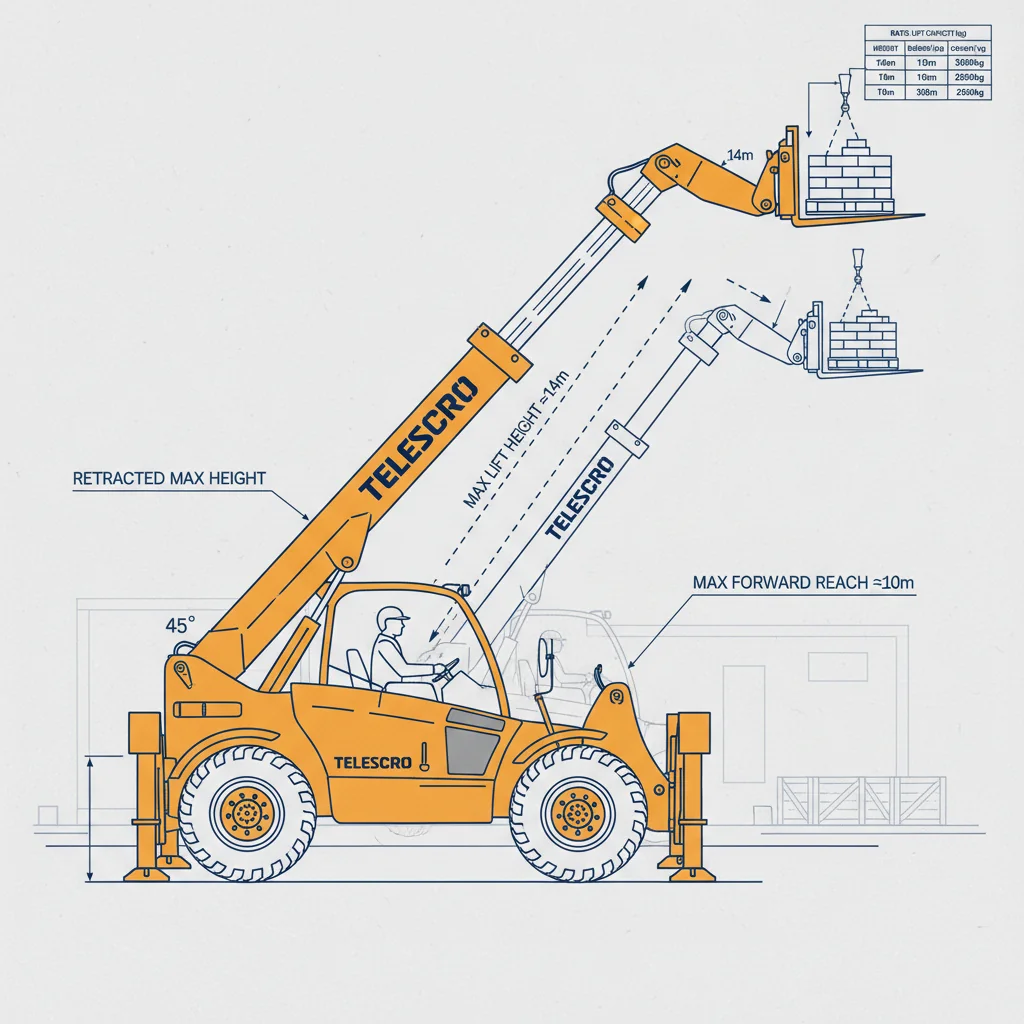 Comment déterminer la hauteur de levage d'un chariot télescopique ? – Schéma hydraulique d'un chariot télescopique Comment déterminer la hauteur de levage d'un chariot télescopique ?