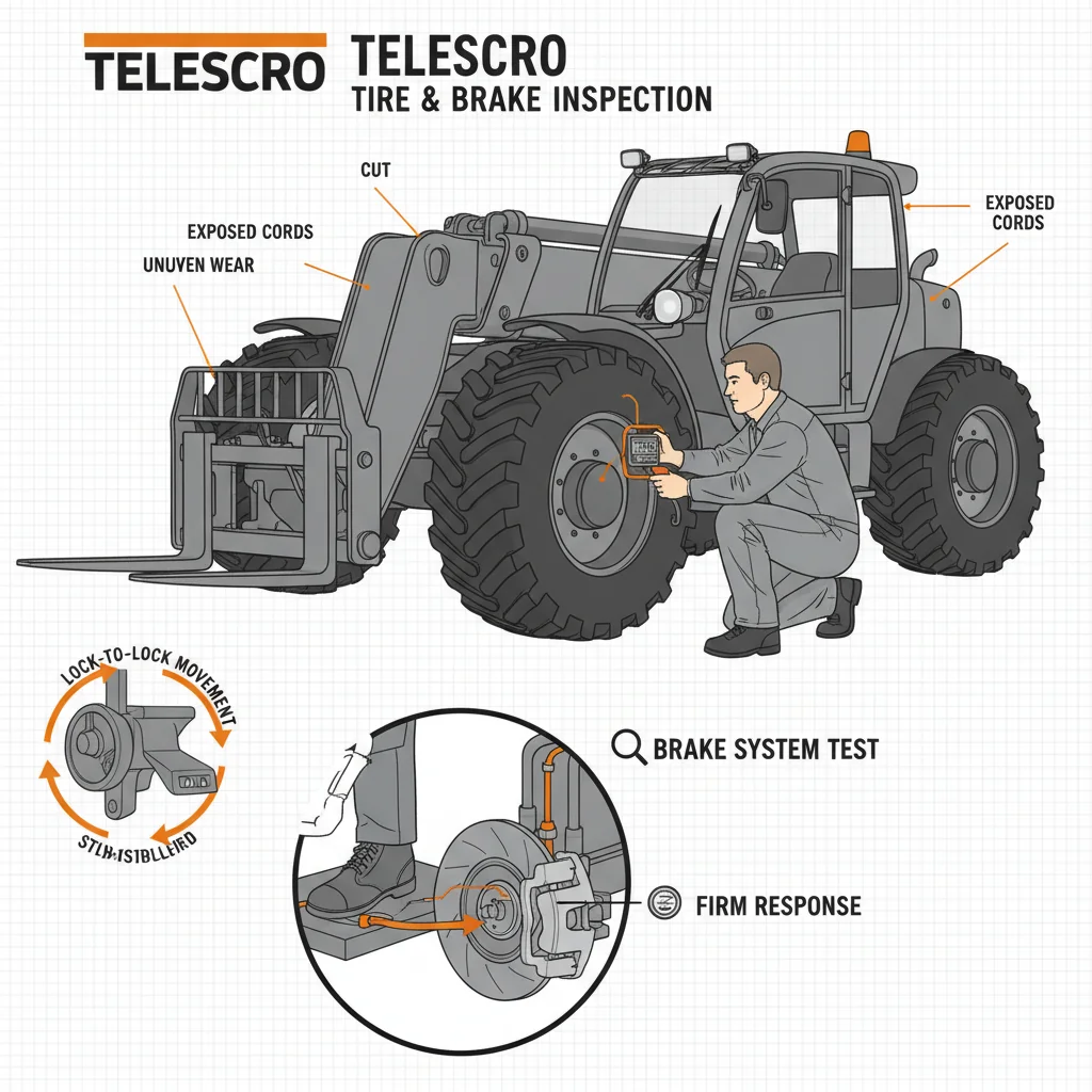 Comment inspecter les pneus et les freins d'un chariot télescopique ? – Schéma hydraulique d'un chariot télescopique Comment faut-il inspecter les pneus et les freins d'un chariot télescopique ?