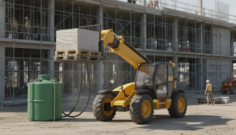 Schéma technique illustrant la consommation de carburant d'un chariot télescopique : guide pratique des coûts réels et des erreurs courantes dans les systèmes hydrauliques des chariots télescopiques.