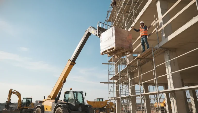 Schéma technique illustrant les opérations à grande hauteur avec un chariot télescopique : Guide pratique pour une utilisation sûre et efficace des systèmes hydrauliques des chariots télescopiques