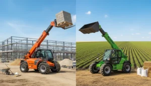 Schéma technique illustrant les principales différences entre les modèles de chariots télescopiques destinés à la construction et ceux destinés à l'agriculture (guide d'achat) dans les systèmes hydrauliques des chariots télescopiques.