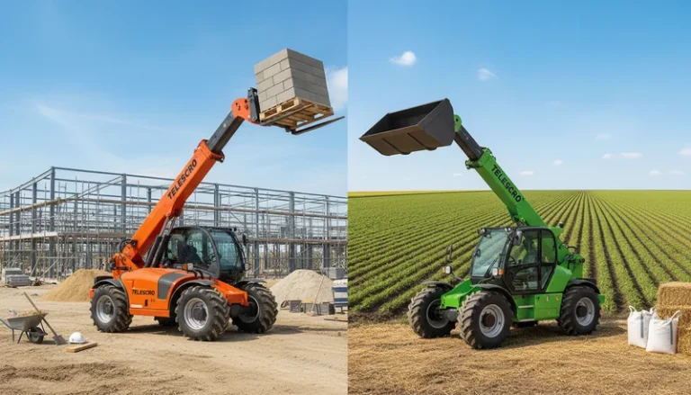 Schéma technique illustrant les principales différences entre les modèles de chariots télescopiques destinés à la construction et ceux destinés à l'agriculture (guide d'achat) dans les systèmes hydrauliques des chariots télescopiques.