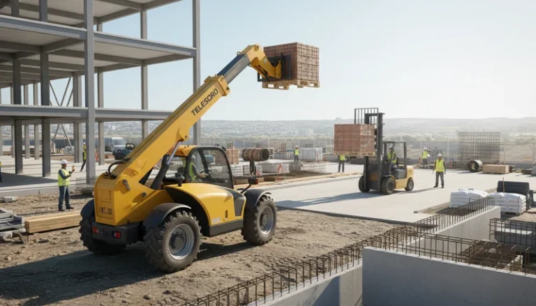 Schéma technique illustrant la différence entre un chariot télescopique et un chariot élévateur : guide expert sur les préférences des entrepreneurs et les pièges à éviter dans les systèmes hydrauliques des chariots télescopiques