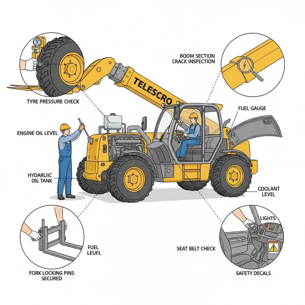 Quelles sont les vérifications essentielles à effectuer avant de démarrer un chariot télescopique ? – Schéma hydraulique d'un chariot télescopique Quelles sont les vérifications essentielles à effectuer avant de démarrer un chariot télescopique ?