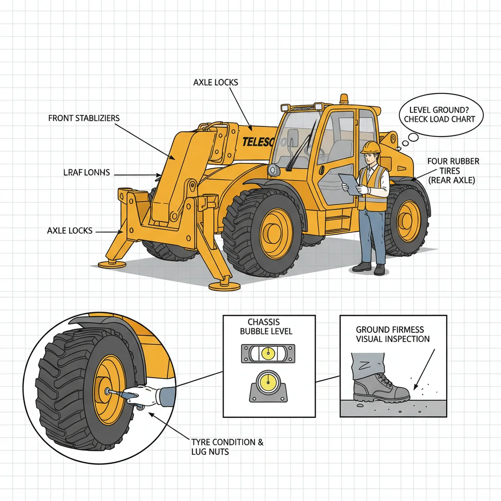 Quels contrôles quotidiens permettent d'éviter le renversement des chariots télescopiques ? – Schéma hydraulique d'un chariot télescopique Quels contrôles quotidiens permettent d'éviter le renversement des chariots télescopiques ?