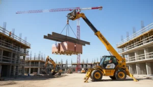 Schéma technique illustrant la capacité de levage d'un chariot télescopique. Évitez les erreurs courantes sur les chantiers dans les systèmes hydrauliques des chariots télescopiques.