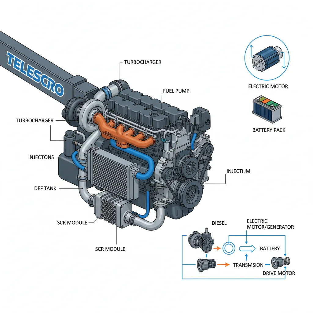 Quels moteurs équipent les chariots télescopiques modernes ? – Schéma hydraulique d'un chariot télescopique Quels moteurs équipent les chariots télescopiques modernes ?