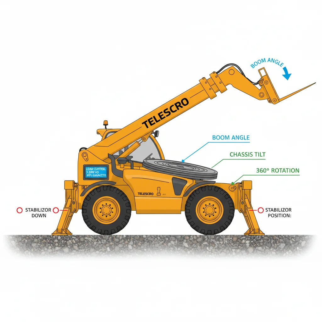 Qu'est-ce qui assure la stabilité d'un chariot télescopique rotatif ? – Schéma hydraulique d'un chariot télescopique Qu'est-ce qui assure la stabilité d'un chariot télescopique rotatif ?
