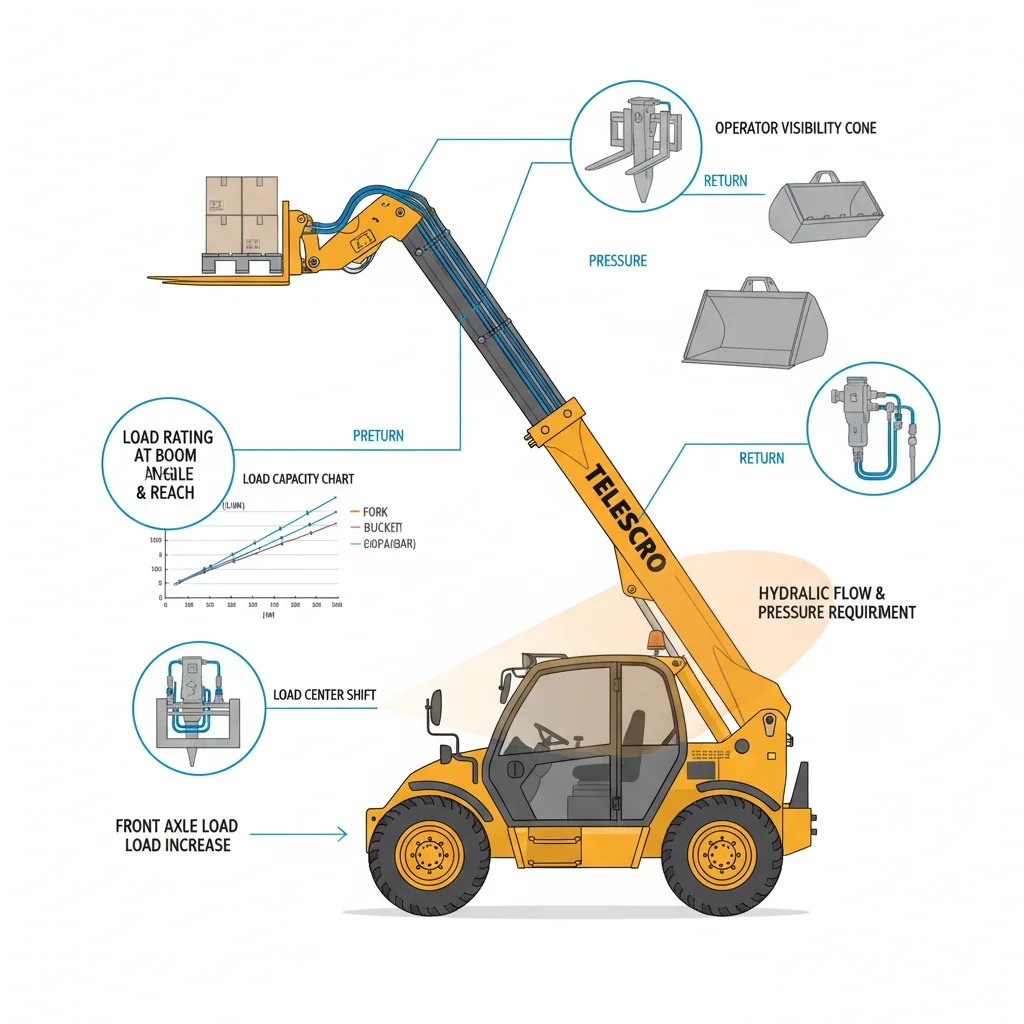 Quels sont les facteurs qui déterminent la compatibilité des accessoires avec les chariots télescopiques ? – Schéma hydraulique d'un chariot télescopique Quels sont les facteurs qui déterminent la compatibilité des accessoires pour chariots télescopiques ?