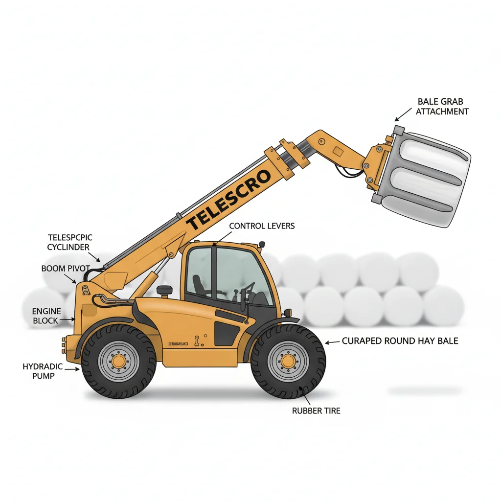 À quoi sert une pince à balles pour chariot télescopique ? – Schéma hydraulique d'un chariot télescopique À quoi sert une pince à balles pour chariot télescopique ?