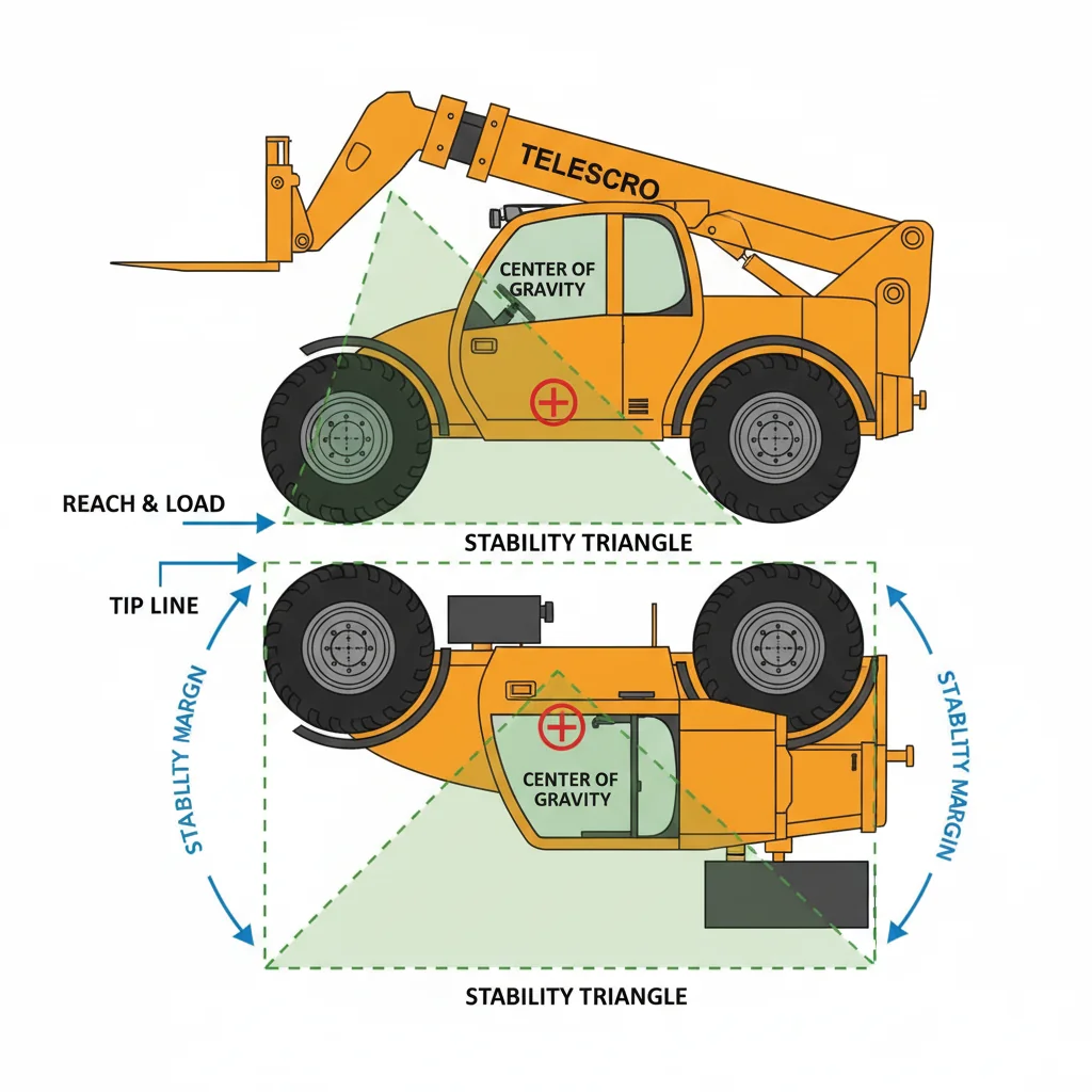Qu'est-ce que la marge de stabilité sur un télescopique ? – Schéma hydraulique d'un télescopique Qu'est-ce que la marge de stabilité sur un chariot télescopique ?
